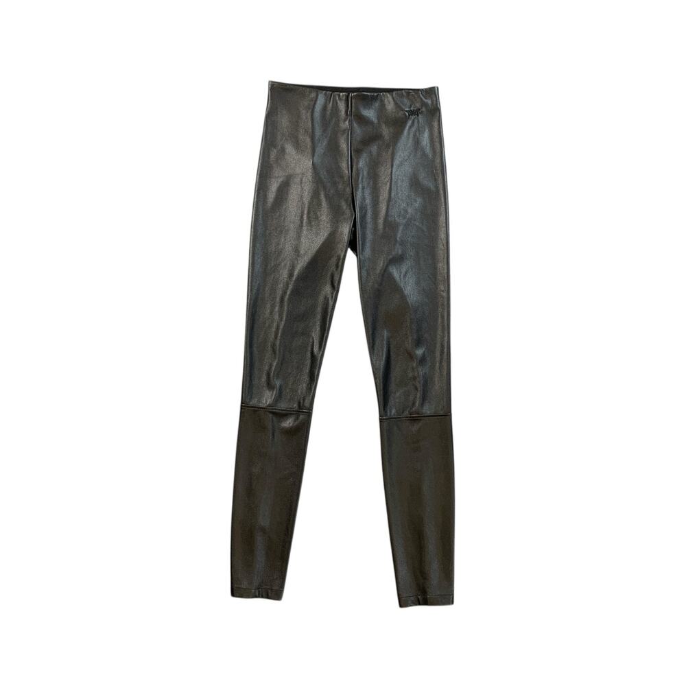 PXG Pants Womens XS Extra Small Black Eco Faux Leather Elastic Waist Ankle Zip